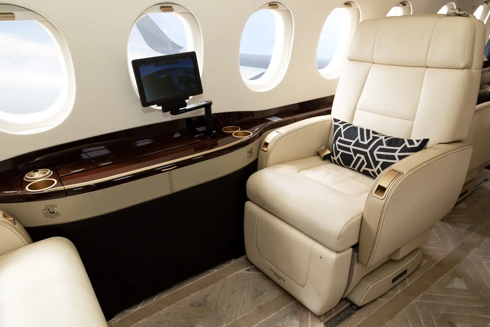 Private jet cabin interior in Carrollton, GA