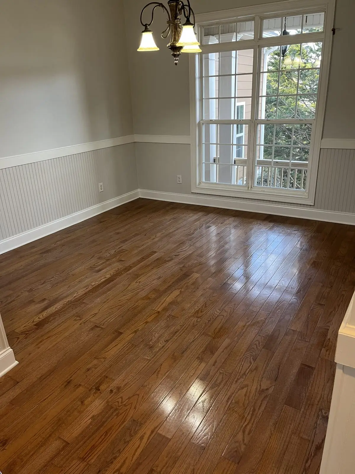 Dining room with polished hardwood floors