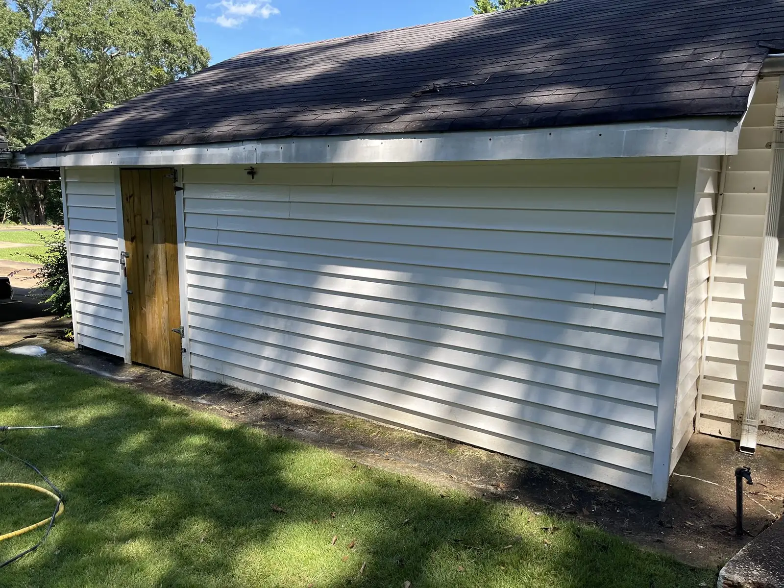 Home exterior siding after a soft wash