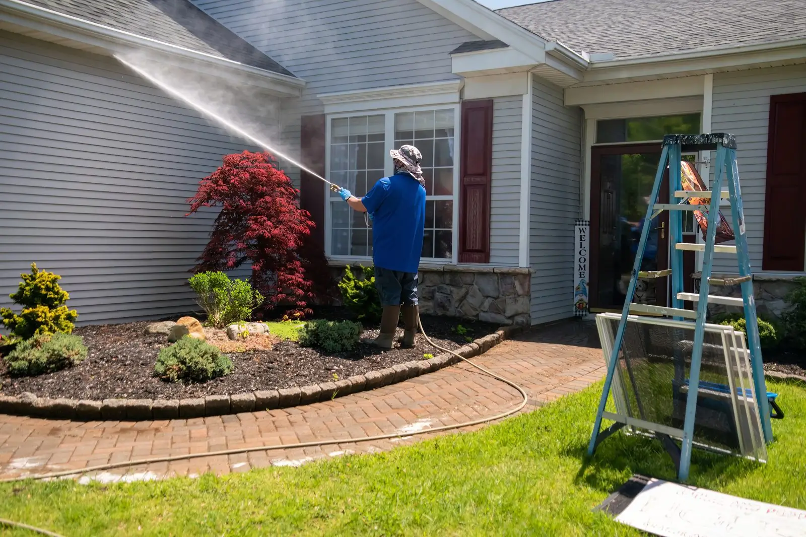 Gutter face being pressure washed clean in Carrollton, GA