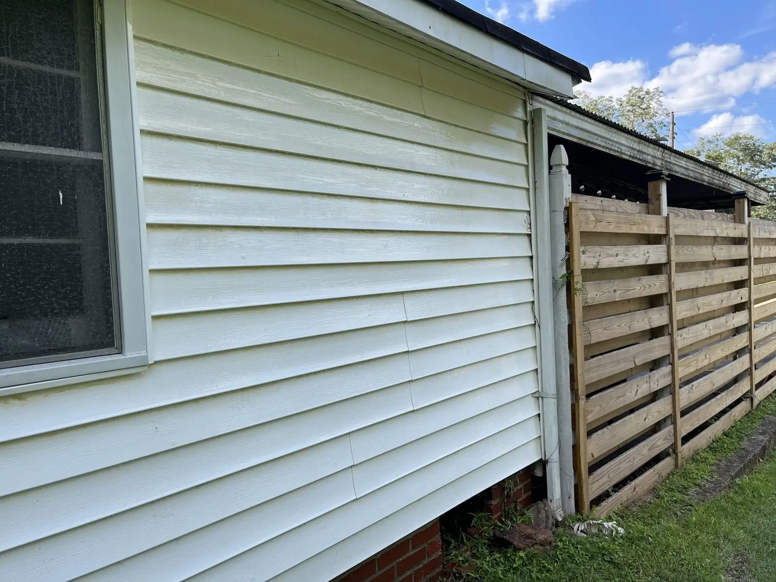 Exterior siding pressure washed