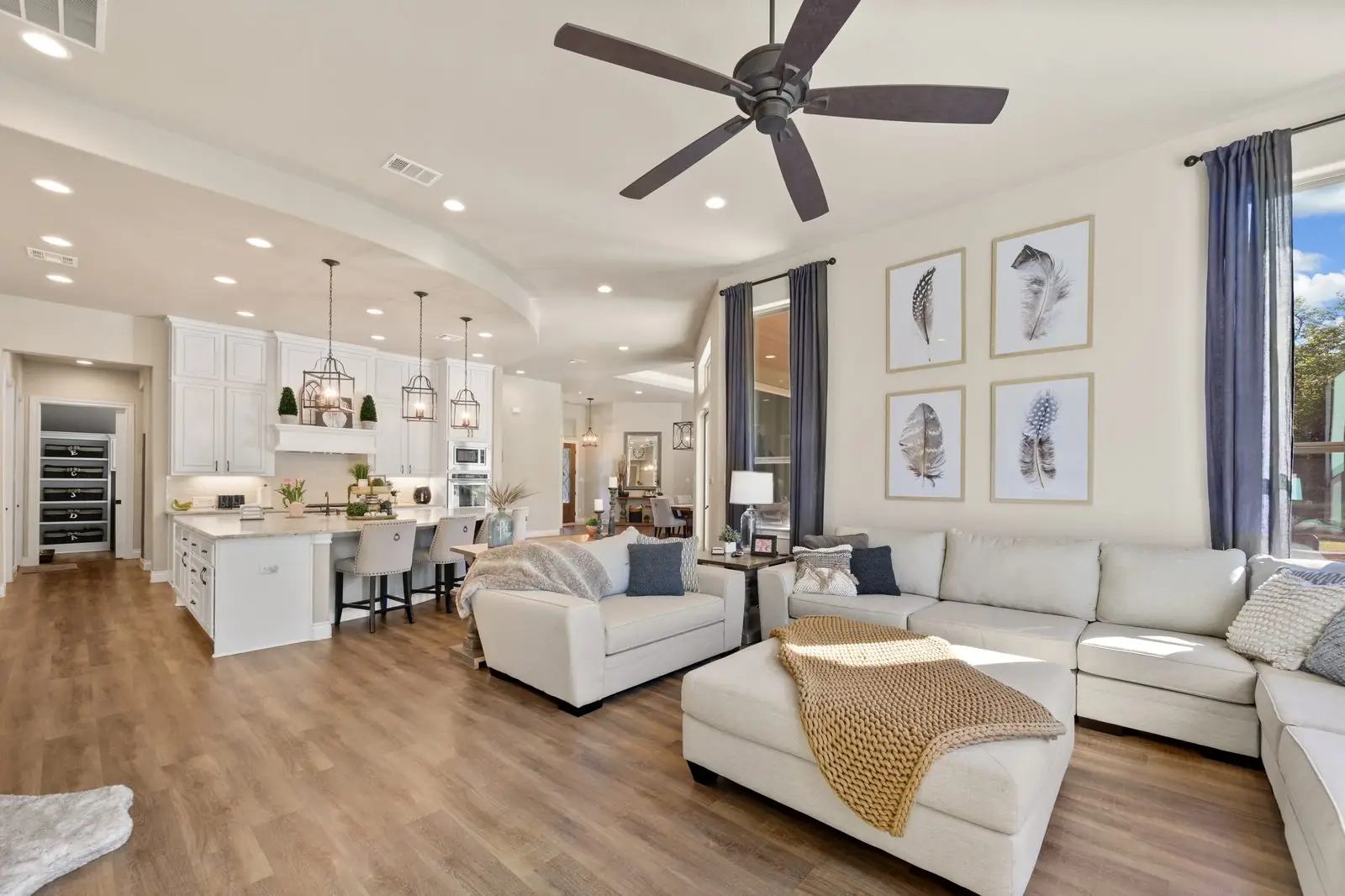 Open living room and kitchen cleaned by Pure Heart Cleaning Solutions